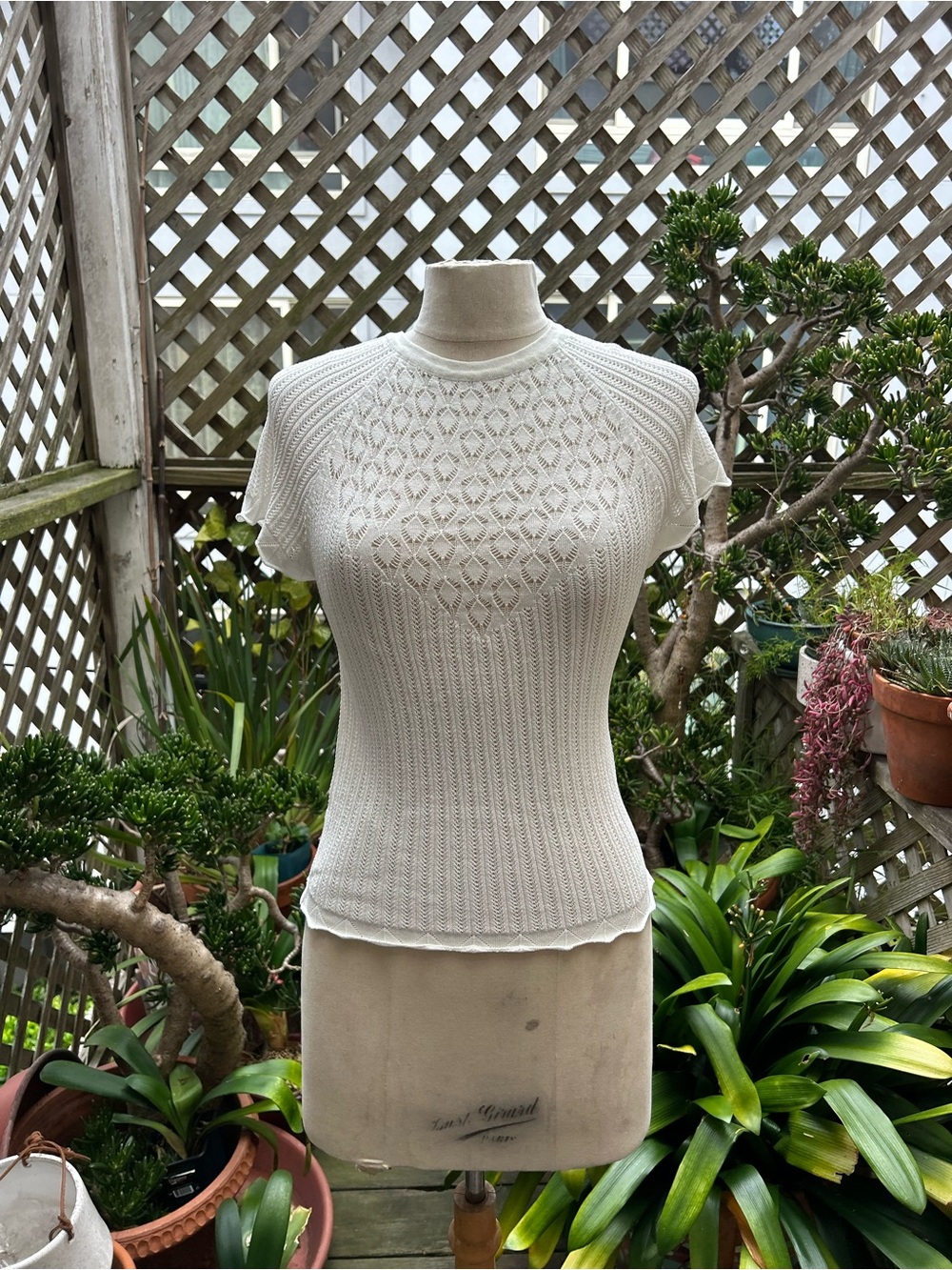 Zara Cream Knit Short Sleeve Top